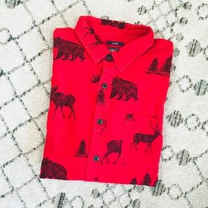 American Rag Red Forest Animal Button Down Shirt